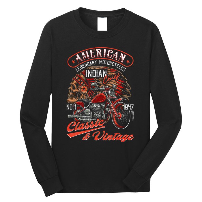American M.O.T.O.R.C.Y.C.L.E I.N.D.I.A.N For Old Biker Long Sleeve Shirt