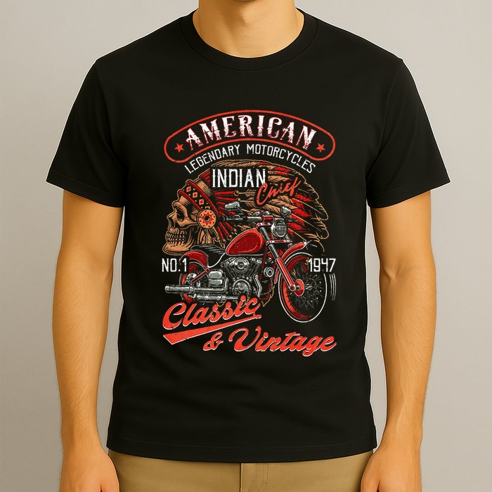 American M.O.T.O.R.C.Y.C.L.E I.N.D.I.A.N For Old Biker T-Shirt