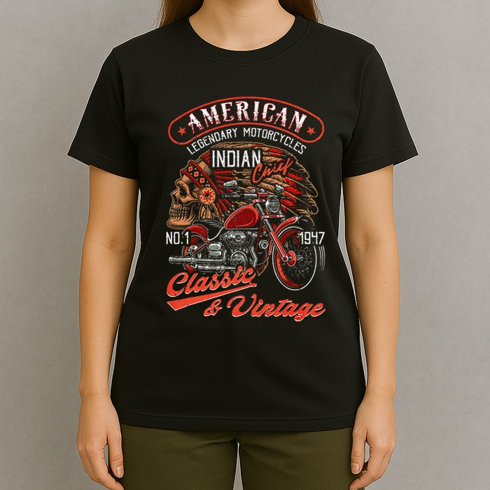 American M.O.T.O.R.C.Y.C.L.E I.N.D.I.A.N For Old Biker T-Shirt