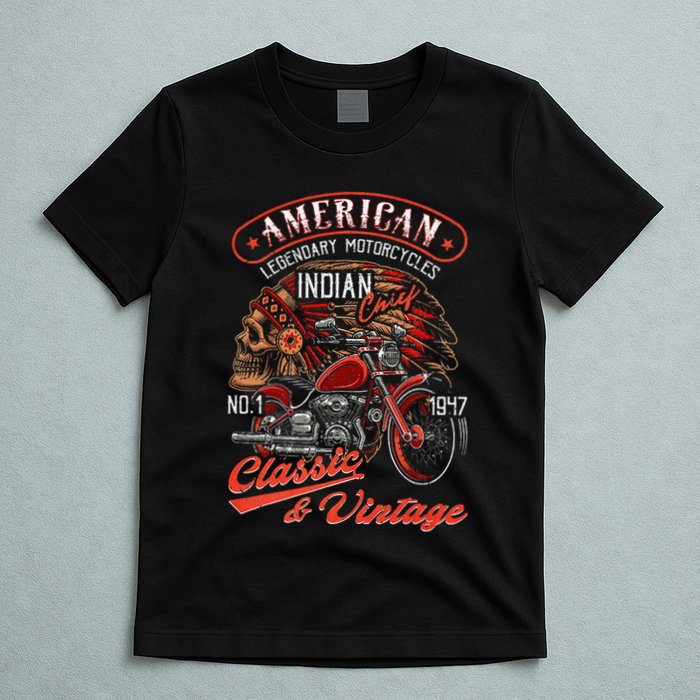 American M.O.T.O.R.C.Y.C.L.E I.N.D.I.A.N For Old Biker T-Shirt