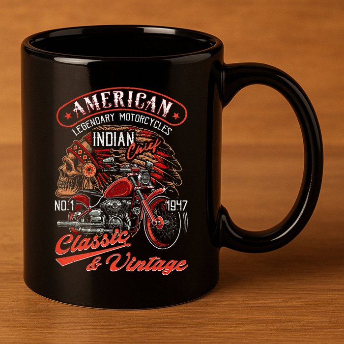 American M.O.T.O.R.C.Y.C.L.E I.N.D.I.A.N For Old Biker 11oz C Handle Ceramic Mug