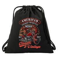 American M.O.T.O.R.C.Y.C.L.E I.N.D.I.A.N For Old Biker Drawstring Bag