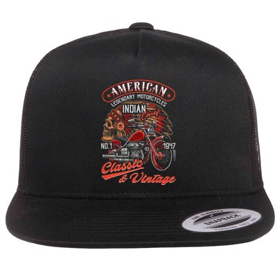 American M.O.T.O.R.C.Y.C.L.E I.N.D.I.A.N For Old Biker Flatbill Hat