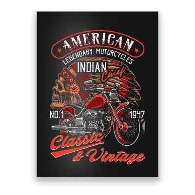 American M.O.T.O.R.C.Y.C.L.E I.N.D.I.A.N For Old Biker Poster