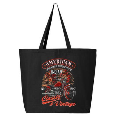 American M.O.T.O.R.C.Y.C.L.E I.N.D.I.A.N For Old Biker 25L Jumbo Tote