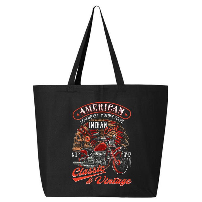 American M.O.T.O.R.C.Y.C.L.E I.N.D.I.A.N For Old Biker 25L Jumbo Tote