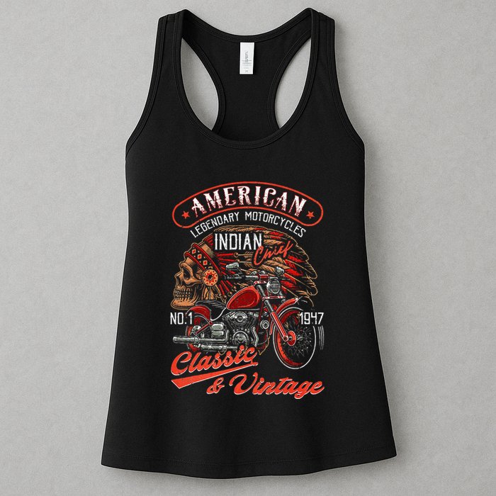 American M.O.T.O.R.C.Y.C.L.E I.N.D.I.A.N For Old Biker Womens Tank Top
