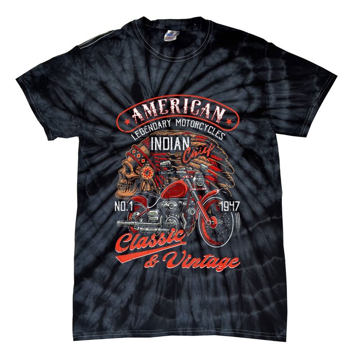 American M.O.T.O.R.C.Y.C.L.E I.N.D.I.A.N For Old Biker Tie-Dye T-Shirt