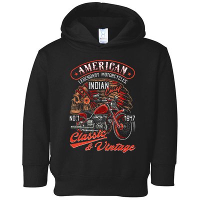 American M.O.T.O.R.C.Y.C.L.E I.N.D.I.A.N For Old Biker Toddler Hoodie