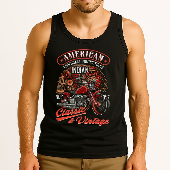 American M.O.T.O.R.C.Y.C.L.E I.N.D.I.A.N For Old Biker Tank Top