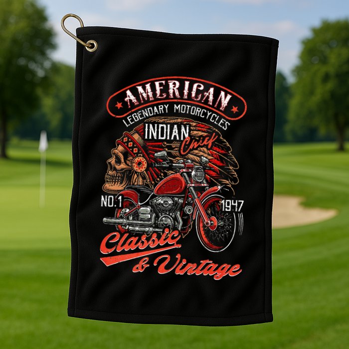 American M.O.T.O.R.C.Y.C.L.E I.N.D.I.A.N For Old Biker Golf Towel
