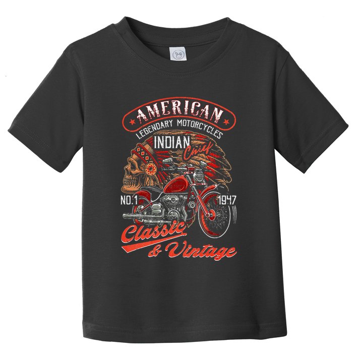 American M.O.T.O.R.C.Y.C.L.E I.N.D.I.A.N For Old Biker Toddler T-Shirt