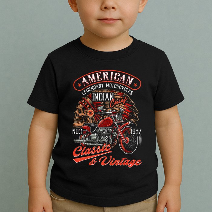 American M.O.T.O.R.C.Y.C.L.E I.N.D.I.A.N For Old Biker Toddler T-Shirt