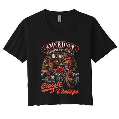 American M.O.T.O.R.C.Y.C.L.E I.N.D.I.A.N For Old Biker Crop Top