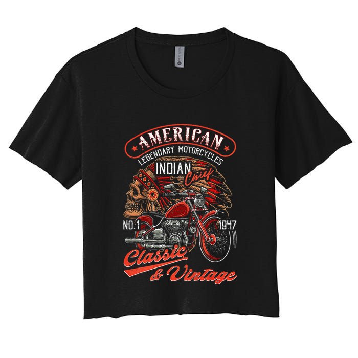 American M.O.T.O.R.C.Y.C.L.E I.N.D.I.A.N For Old Biker Crop Top