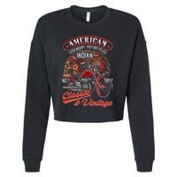 American M.O.T.O.R.C.Y.C.L.E I.N.D.I.A.N For Old Biker Cropped Pullover Crew