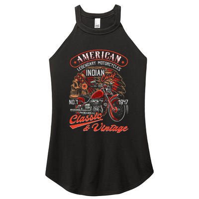 American M.O.T.O.R.C.Y.C.L.E I.N.D.I.A.N For Old Biker Women's Perfect Tri Rocker Tank