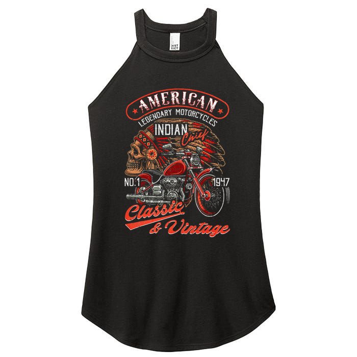 American M.O.T.O.R.C.Y.C.L.E I.N.D.I.A.N For Old Biker Women's Perfect Tri Rocker Tank