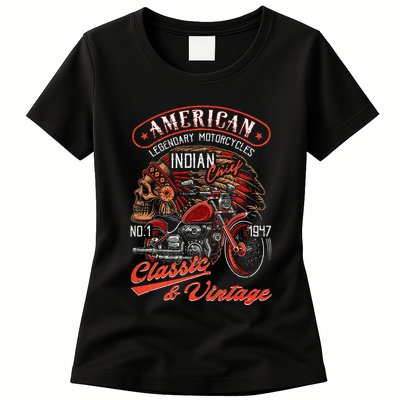 American M.O.T.O.R.C.Y.C.L.E I.N.D.I.A.N For Old Biker Womens T-Shirt