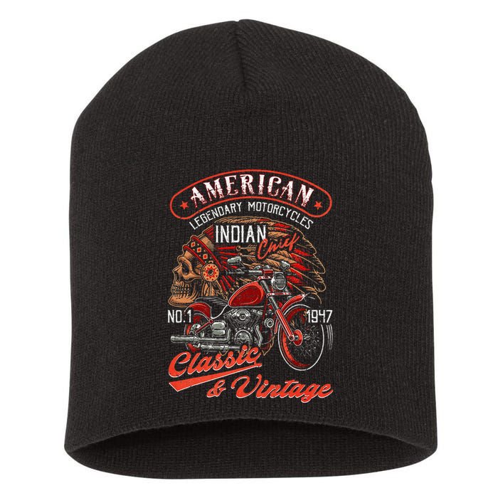 American M.O.T.O.R.C.Y.C.L.E I.N.D.I.A.N For Old Biker Short Acrylic Beanie