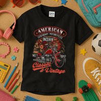 American M.O.T.O.R.C.Y.C.L.E I.N.D.I.A.N For Old Biker Kids T-Shirt