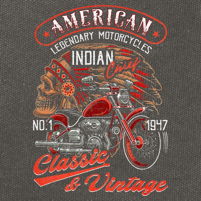 American M.O.T.O.R.C.Y.C.L.E I.N.D.I.A.N For Old Biker Cotton Canvas Backpack
