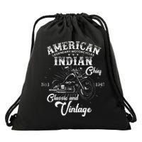 American M.O.T.O.R.C.Y.C.L.E I.N.D.I.A.N For Old Biker Drawstring Bag