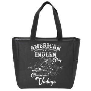 American M.O.T.O.R.C.Y.C.L.E I.N.D.I.A.N For Old Biker Zip Tote Bag