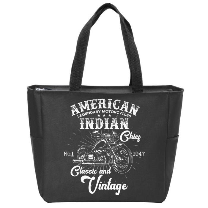 American M.O.T.O.R.C.Y.C.L.E I.N.D.I.A.N For Old Biker Zip Tote Bag