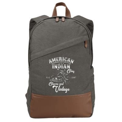 American M.O.T.O.R.C.Y.C.L.E I.N.D.I.A.N For Old Biker Cotton Canvas Backpack