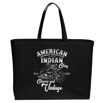 American M.O.T.O.R.C.Y.C.L.E I.N.D.I.A.N For Old Biker Cotton Canvas Jumbo Tote