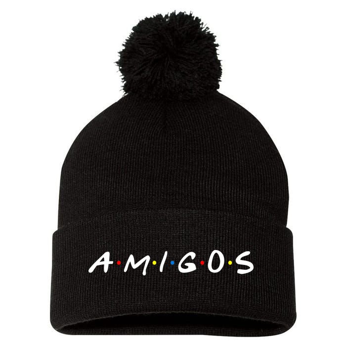 Amigos Spanish Logo Pom Pom 12in Knit Beanie