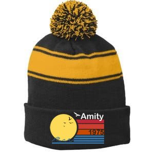 Amity 1975 Retro Stripe Pom Pom Beanie