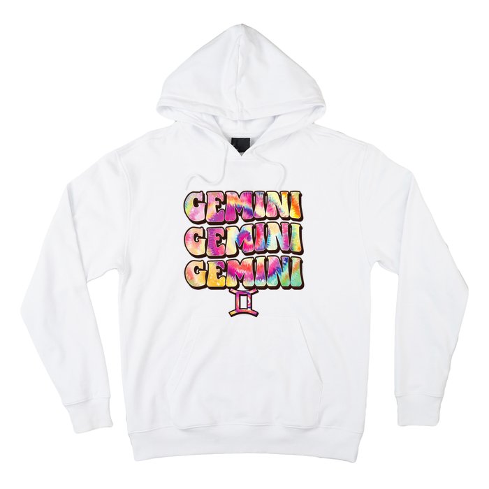 Astrology May June birthday Zodiac sign retro tie die Gemini Hoodie