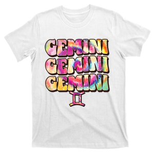 Astrology May June birthday Zodiac sign retro tie die Gemini T-Shirt