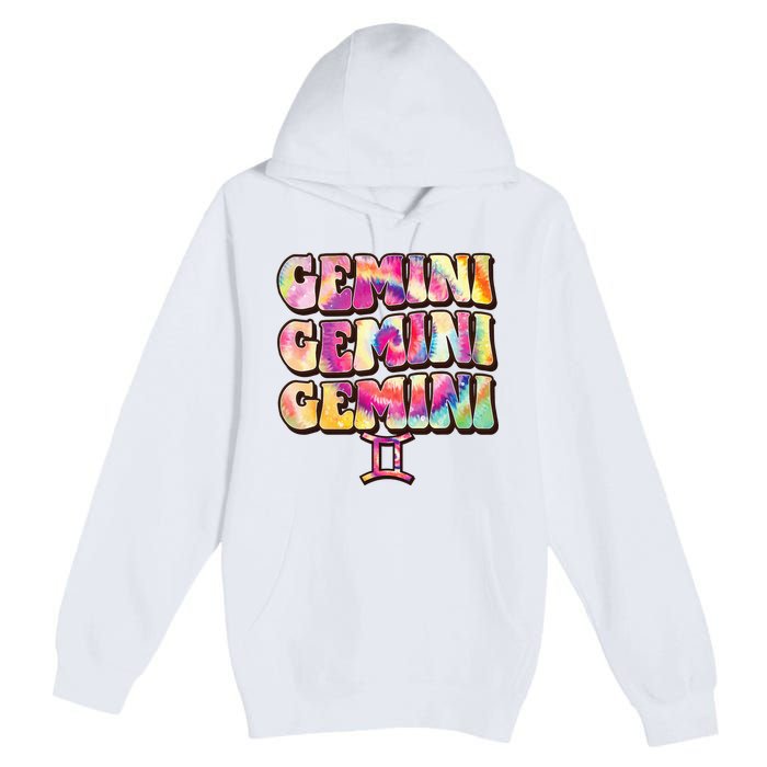 Astrology May June birthday Zodiac sign retro tie die Gemini Premium Pullover Hoodie