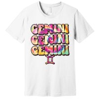 Astrology May June birthday Zodiac sign retro tie die Gemini Premium T-Shirt