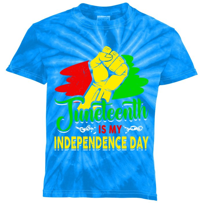 African Melanin Juneteenth Is My Independence Black History Gift Kids Tie-Dye T-Shirt