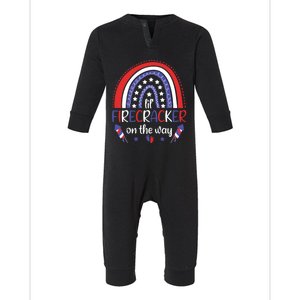 American Mommy July 4th Mommy Lil Firecracker On The Way Gift Infant Fleece One Piece