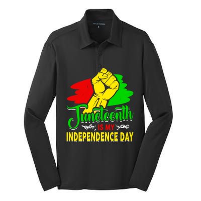 African Melanin Juneteenth Is My Independence Black History Cute Gift Silk Touch Performance Long Sleeve Polo