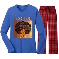 Afro Melanin Juneteenth Black History Black Magic Gift Women's Long Sleeve Flannel Pajama Set 