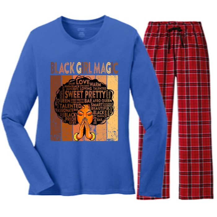 Afro Melanin Juneteenth Black History Black Magic Gift Women's Long Sleeve Flannel Pajama Set 