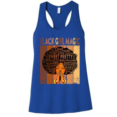 Afro Melanin Juneteenth Black History Black Magic Gift Women's Racerback Tank