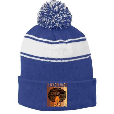 Afro Melanin Juneteenth Black History Black Magic Gift Stripe Pom Pom Beanie