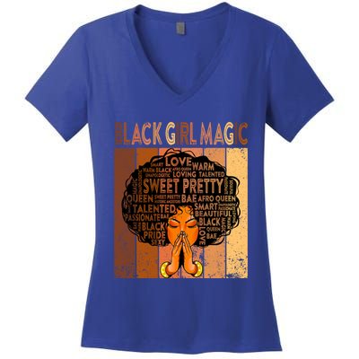 Afro Melanin Juneteenth Black History Black Magic Gift Women's V-Neck T-Shirt