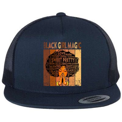 Afro Melanin Juneteenth Black History Black Magic Gift Flat Bill Trucker Hat