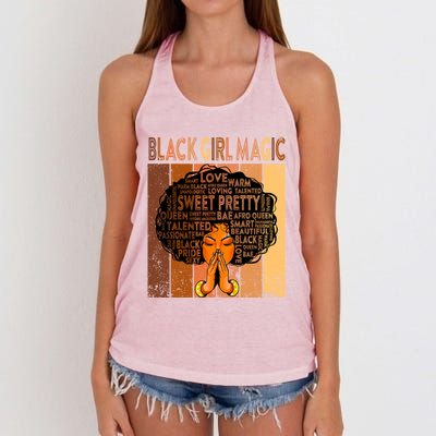 Afro Melanin Juneteenth Black History Black Magic Gift Women's Knotted Racerback Tank