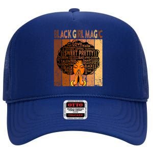 Afro Melanin Juneteenth Black History Black Magic Gift High Crown Mesh Back Trucker Hat