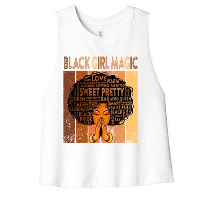 Afro Melanin Juneteenth Black History Black Magic Gift Women's Racerback Cropped Tank