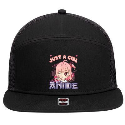 Anime Merch Just A Girl Who Loves Anime Anime Girl Manga 7 Panel Mesh Trucker Snapback Hat